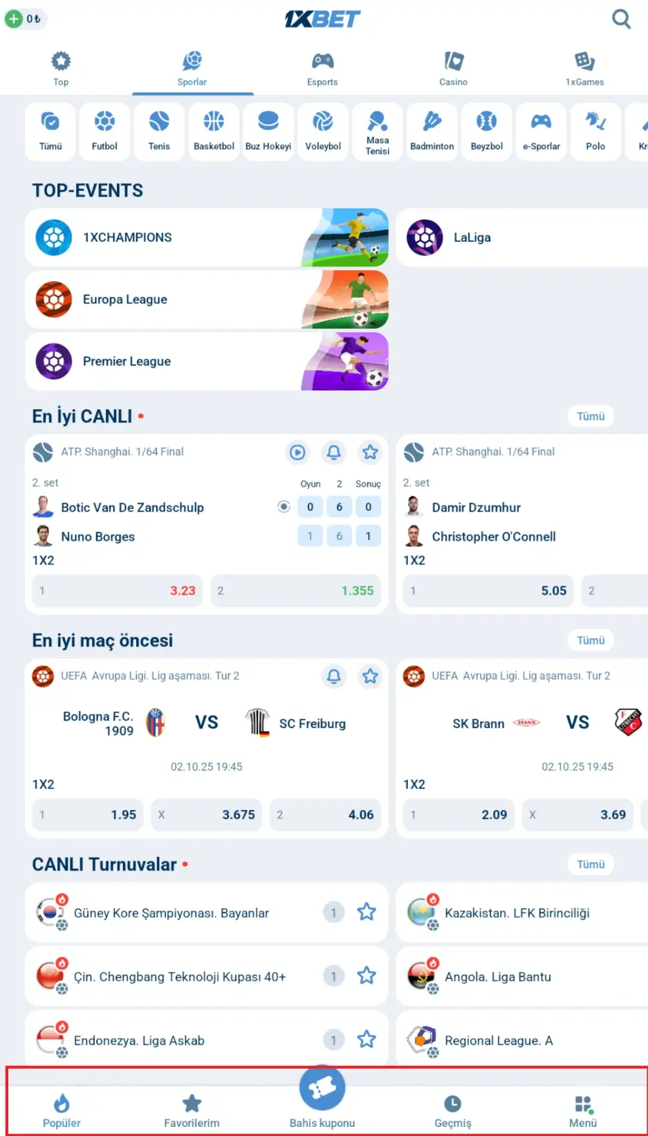 Mobil spor sayfası